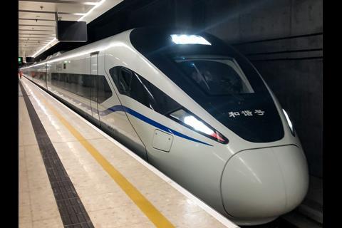 China Railway Corp's latest CRH1A high speed trains operate to and from West Kowloon as part of a pool with MTR's nine trainsets.